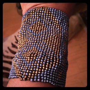 Beautiful Vintage Hand Made Beaded Cuff Bracelet